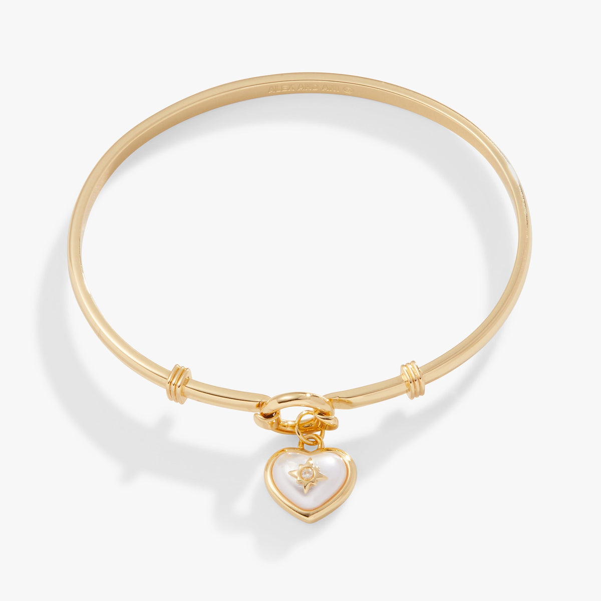 Pearl Heart + Crystal Charm Clip Bangle - Aaria Tees