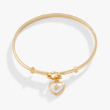 Pearl Heart + Crystal Charm Clip Bangle - Aaria Tees Aaria Tees