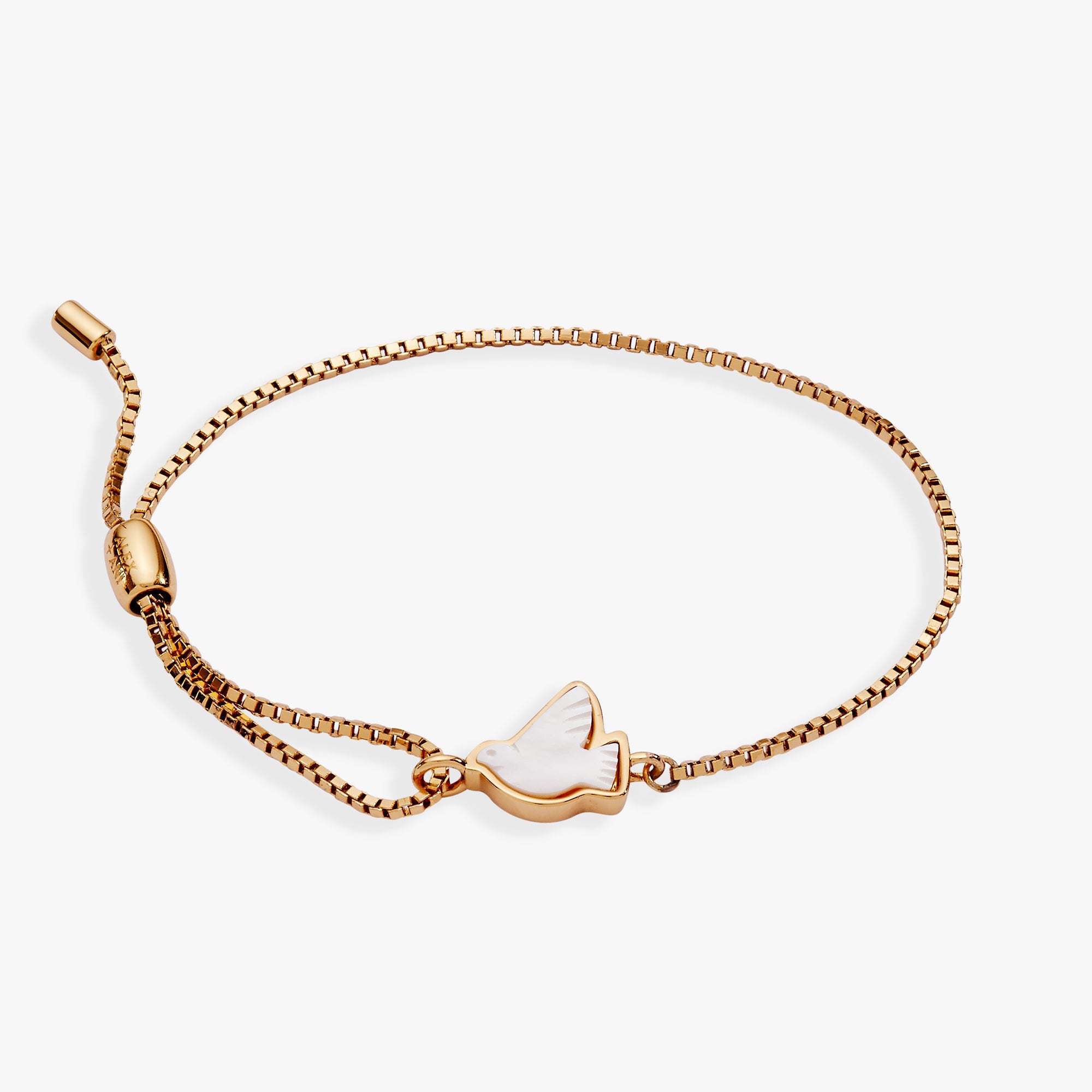 Dove 'Peace' Mother of Pearl Pull Chain Bracelet - Aaria Tees Aaria Tees