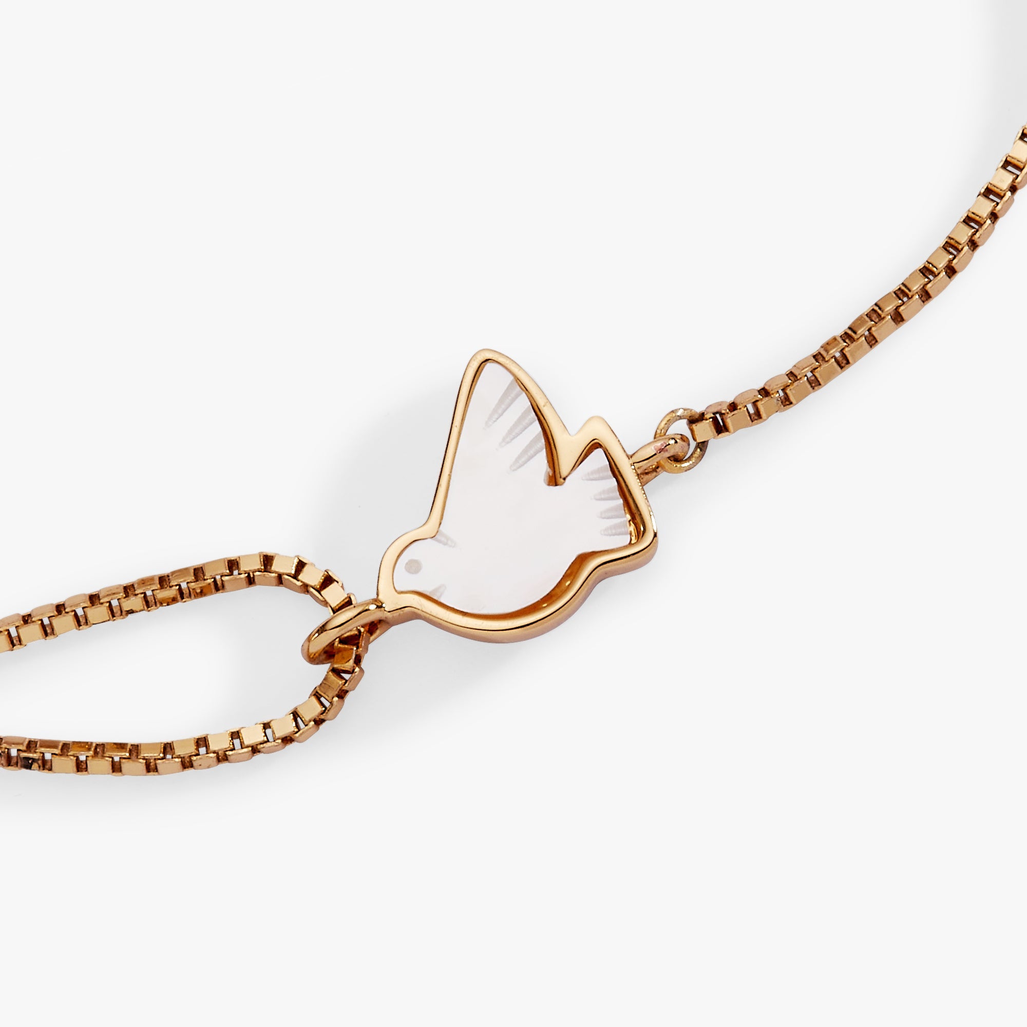 Dove 'Peace' Mother of Pearl Pull Chain Bracelet - Aaria Tees Aaria Tees