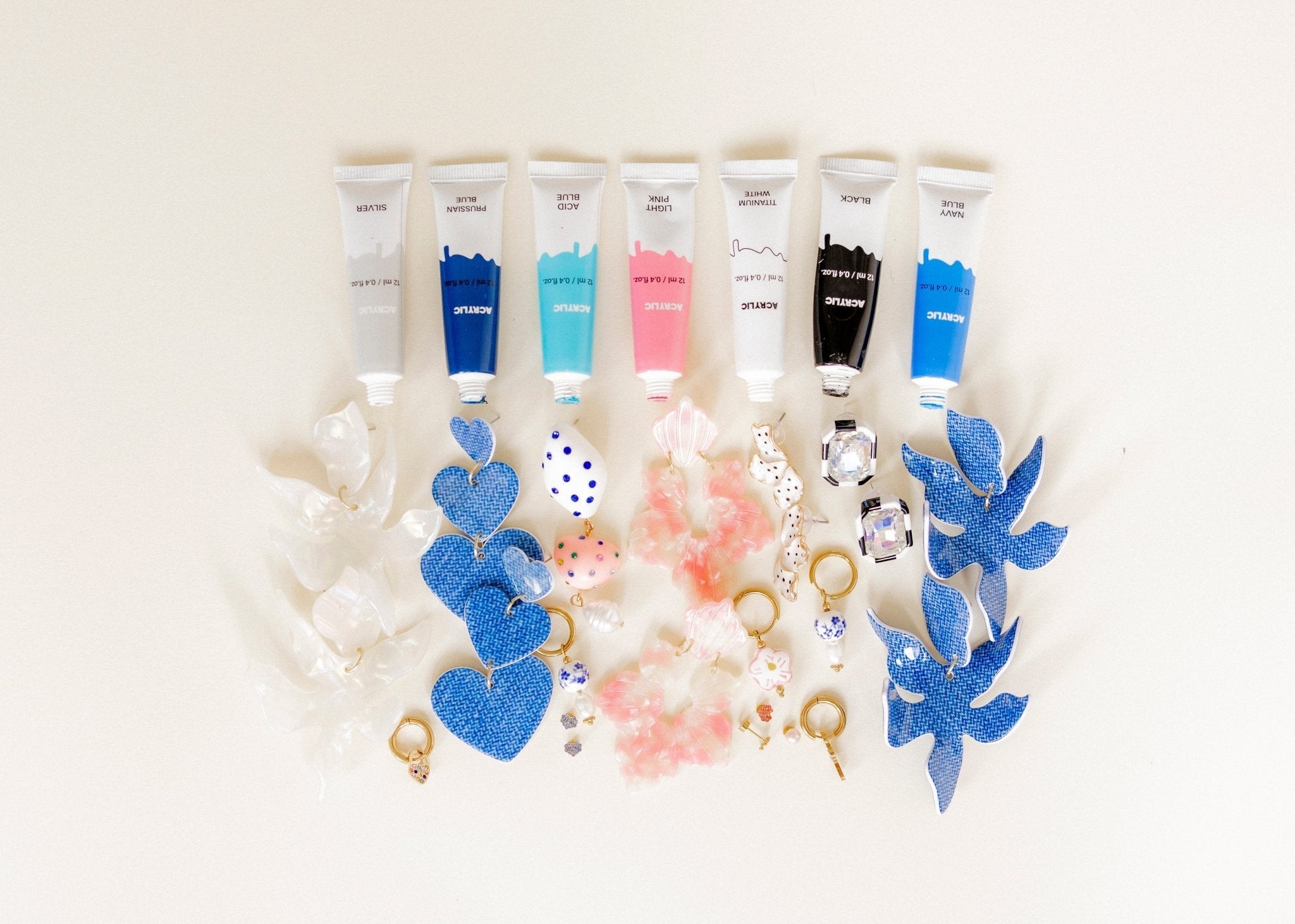 Penny Heart Statement Earrings - Denim - Aaria Tees Aaria Tees