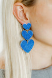Penny Heart Statement Earrings - Denim - Aaria Tees Aaria Tees