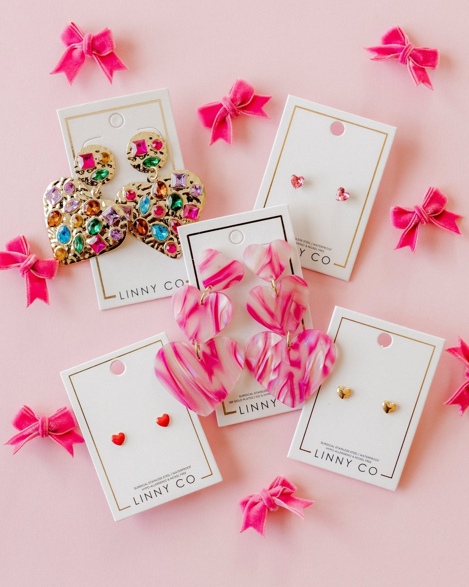 Penny Heart Statement Earrings - Love Struck Pink - Aaria Tees Aaria Tees