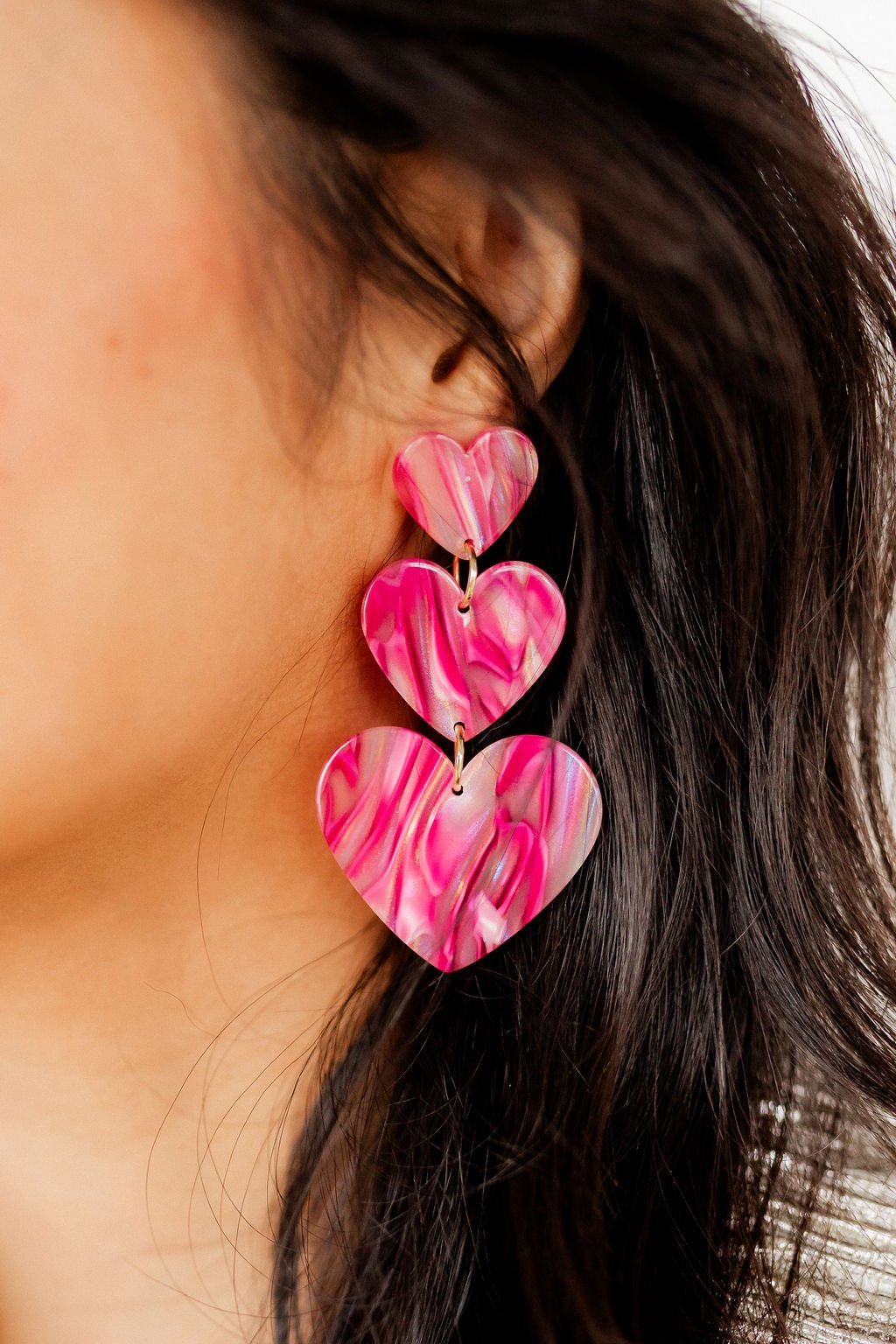 Penny Heart Statement Earrings - Love Struck Pink - Aaria Tees Aaria Tees