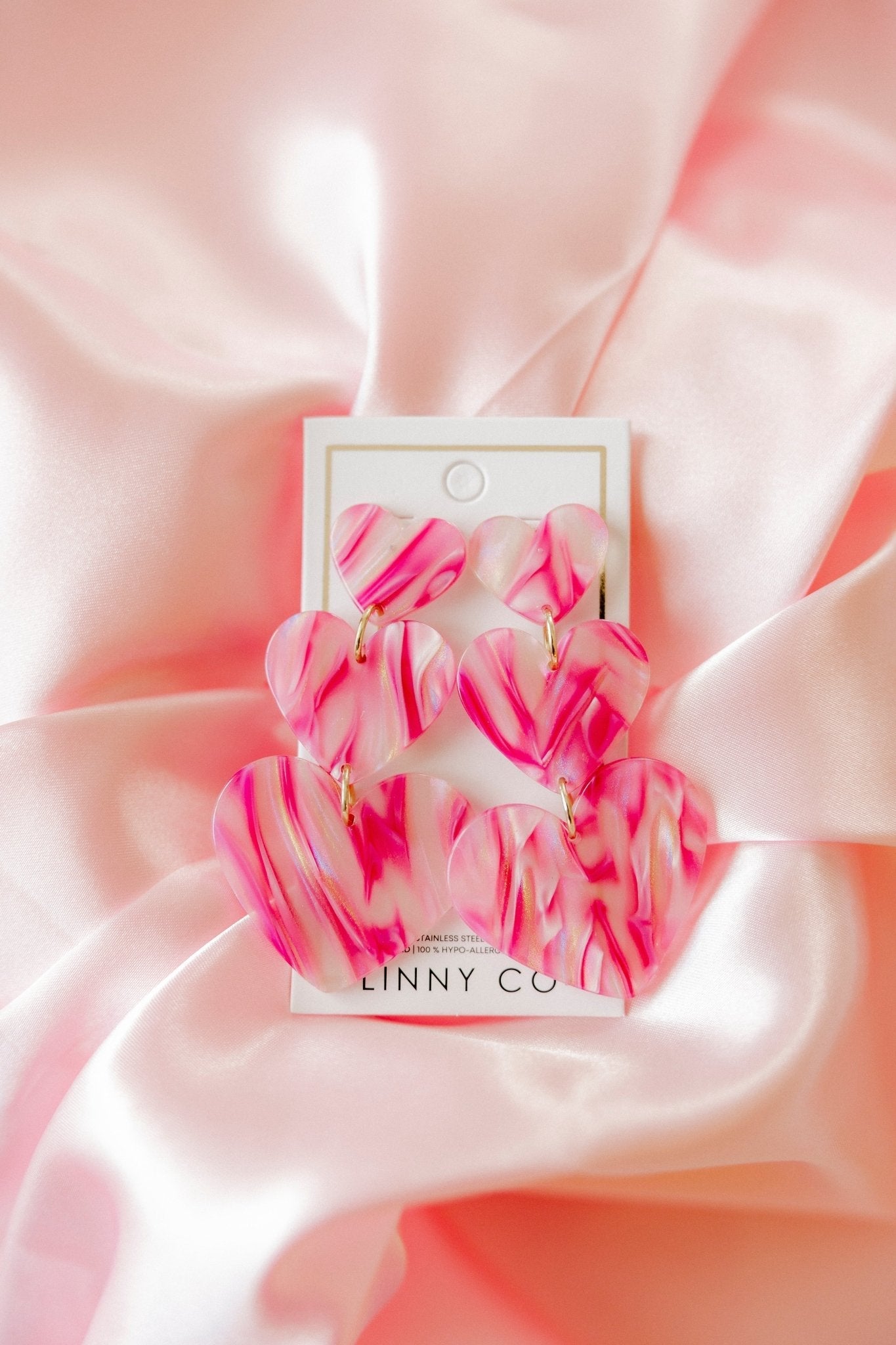 Penny Heart Statement Earrings - Love Struck Pink - Aaria Tees Aaria Tees