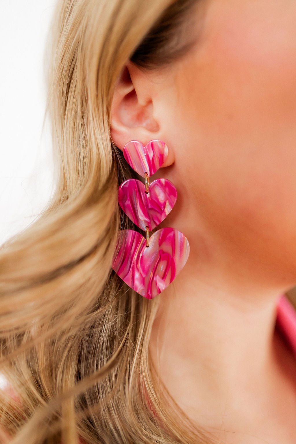 Penny Heart Statement Earrings - Love Struck Pink - Aaria Tees Aaria Tees