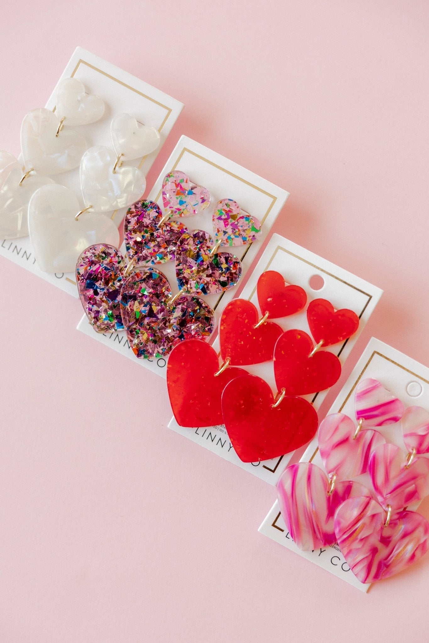 Penny Heart Statement Earrings - Pink Birthday Confetti - Aaria Tees Aaria Tees