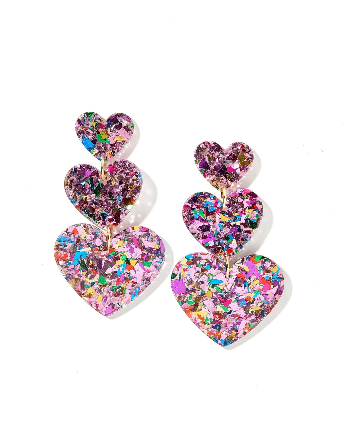 Penny Heart Statement Earrings - Pink Birthday Confetti - Aaria Tees