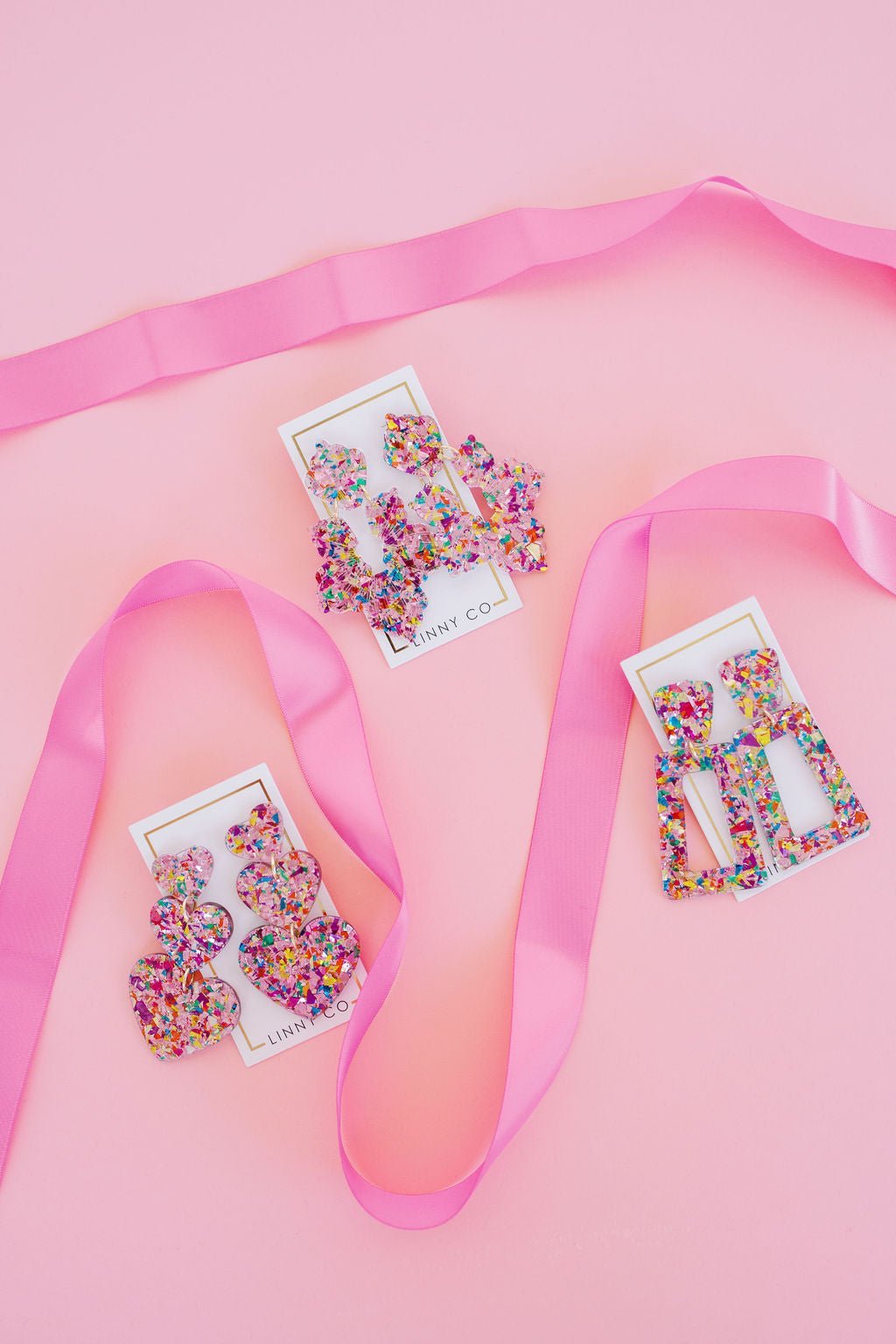 Penny Heart Statement Earrings - Pink Birthday Confetti - Aaria Tees Aaria Tees