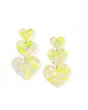 Penny Heart Statement Earrings - Neon Yellow Clouds - Aaria Tees Aaria Tees