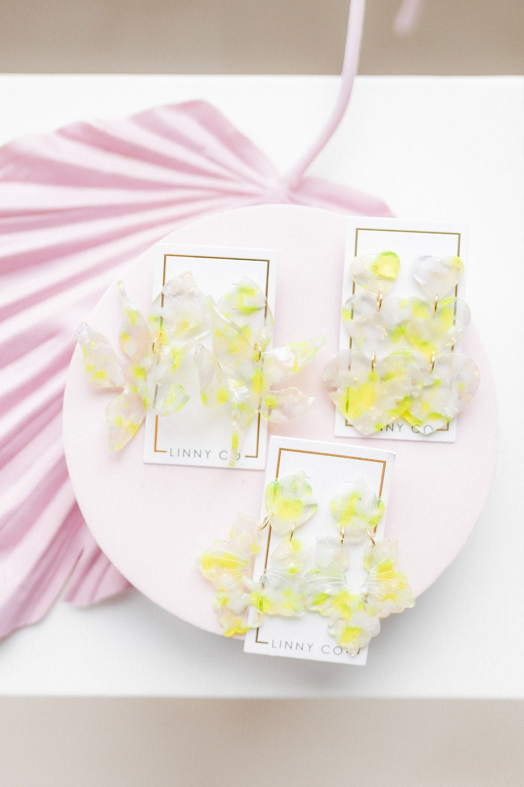 Penny Heart Statement Earrings - Neon Yellow Clouds - Aaria Tees Aaria Tees