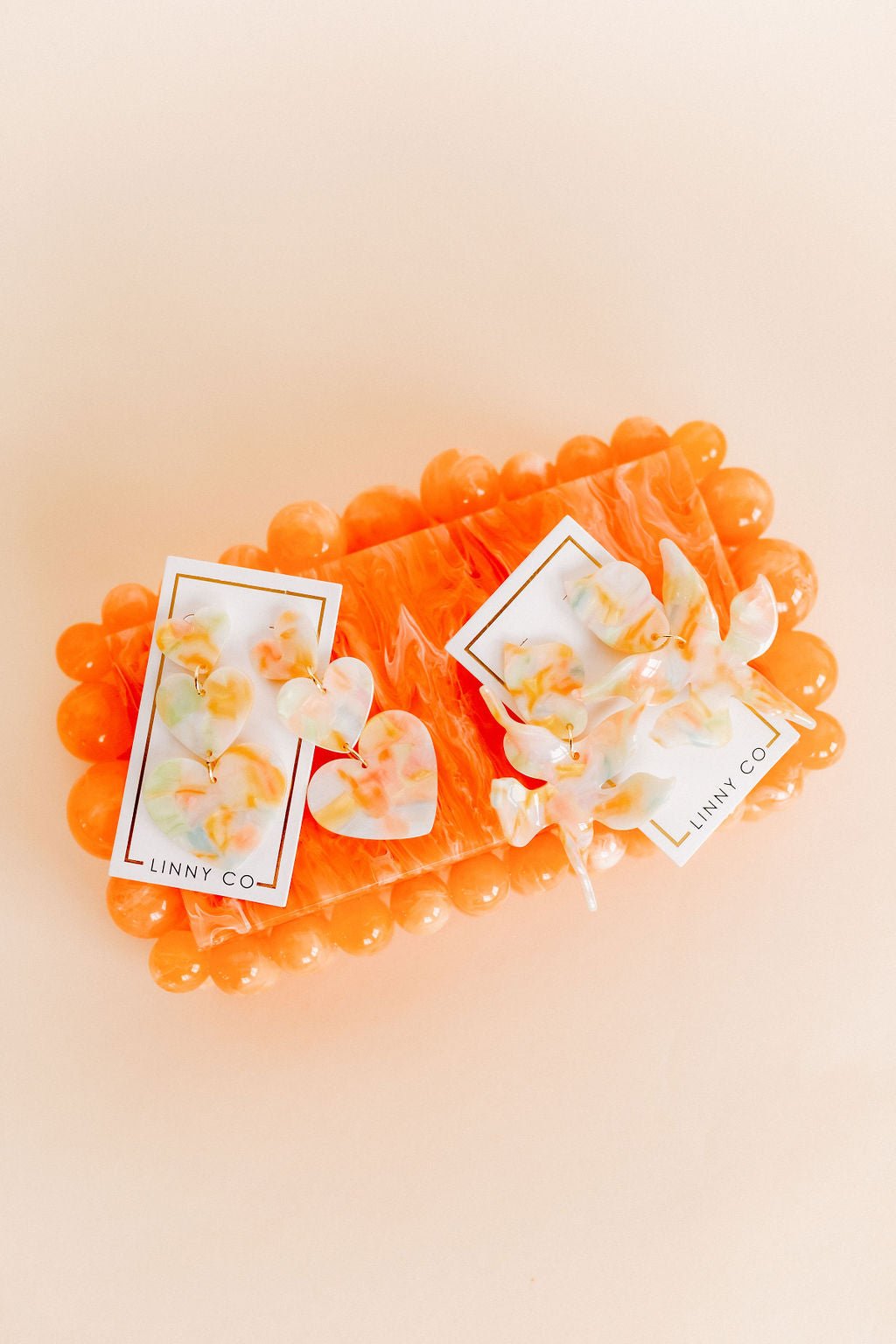 Penny Heart Statement Earrings - Rainbow Sherbert - Aaria Tees Aaria Tees