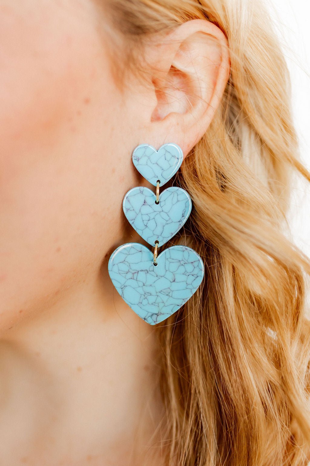 Penny Heart Statement Earrings - Turquoise - Aaria Tees Aaria Tees