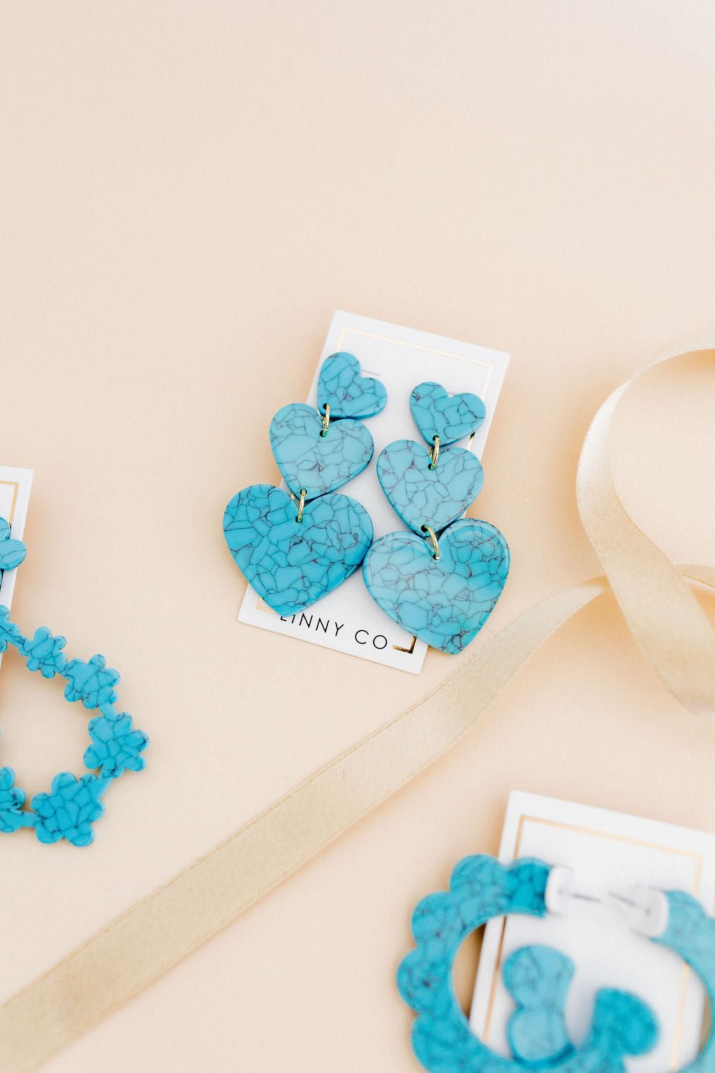 Penny Heart Statement Earrings - Turquoise - Aaria Tees Aaria Tees