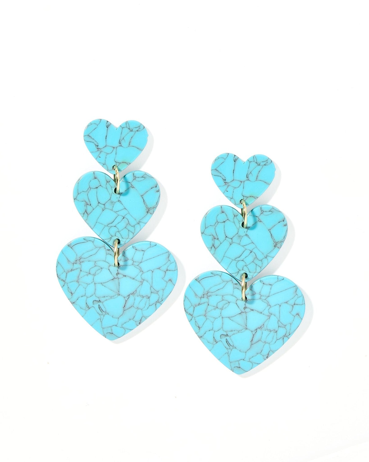 Penny Heart Statement Earrings - Turquoise - Aaria Tees