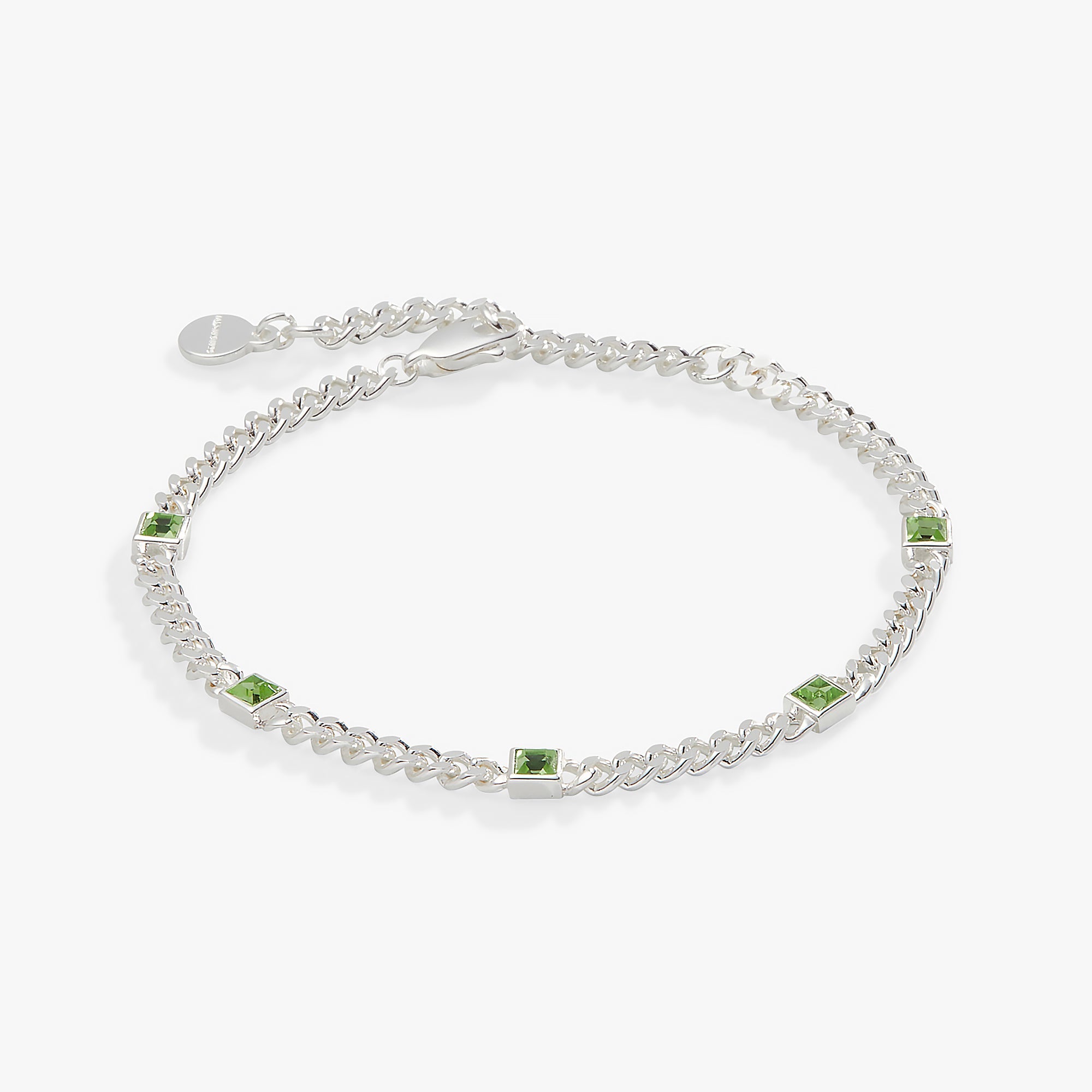 August Birthstone Peridot Curb Chain Bracelet - Aaria Tees Aaria Tees