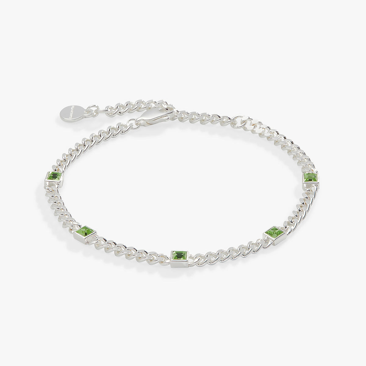 August Birthstone Peridot Curb Chain Bracelet - Aaria Tees