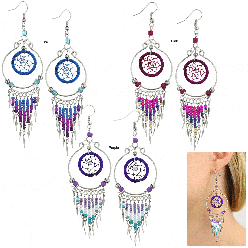 Peruvian Dreamcatcher Chandelier Earrings - Aaria Tees Aaria Tees