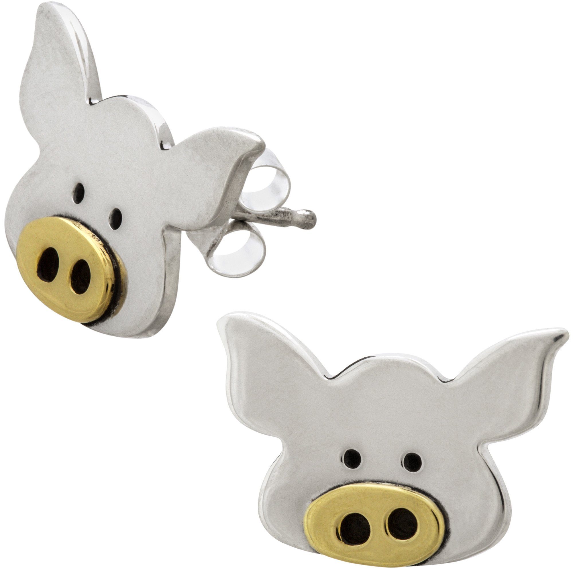 Piggy Portrait Mixed Metal Earrings - Aaria Tees Aaria Tees