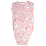 Pink Bunny Floral Big Kid Pajama Set Aaria Tees