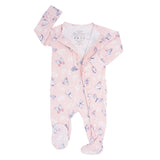 Pink Butterfly Daisy Bamboo Ruffle Footie Aaria Tees