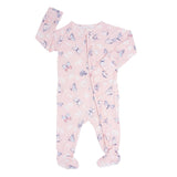Pink Butterfly Daisy Bamboo Ruffle Footie Aaria Tees