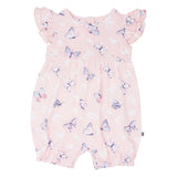 Pink Butterfly Daisy Bamboo Ruffle Romper Aaria Tees