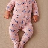 Pink Butterfly Daisy Bamboo Zipper Footie Aaria Tees