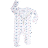 Pink Farm Hens Bamboo Ruffle Footie Aaria Tees