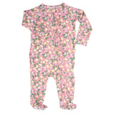 Pink Lemon Floral Print Ruffle Footie Aaria Tees