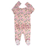 Pink Lemon Floral Print Ruffle Footie Aaria Tees