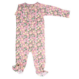 Pink Lemon Floral Print Zipper Footie Aaria Tees