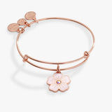 Pink Pansy and Crystal Charm Bangle Bracelet - Aaria Tees Aaria Tees