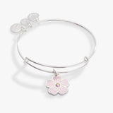 Pink Pansy and Crystal Charm Bangle Bracelet - Aaria Tees Aaria Tees