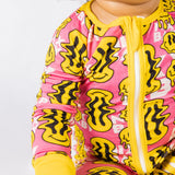 TRIPPY SMILES PINK BAMBOO ZIPPY - Aaria Tees Aaria Tees