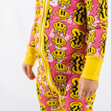 TRIPPY SMILES PINK BAMBOO ZIPPY - Aaria Tees Aaria Tees