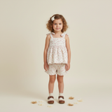 Organic Tie Up Top & Shorts Set - Pink  Bloom - Aaria Tees Aaria Tees