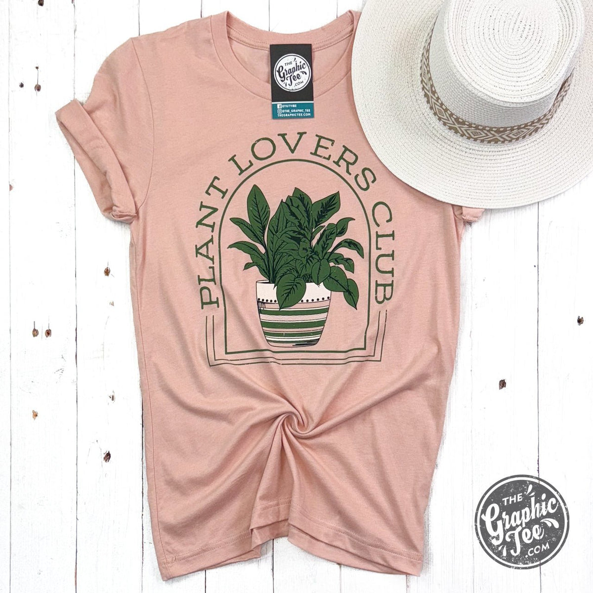 Plant Lovers Club Heather Peach Crewneck Short Sleeve Tee - Aaria Tees