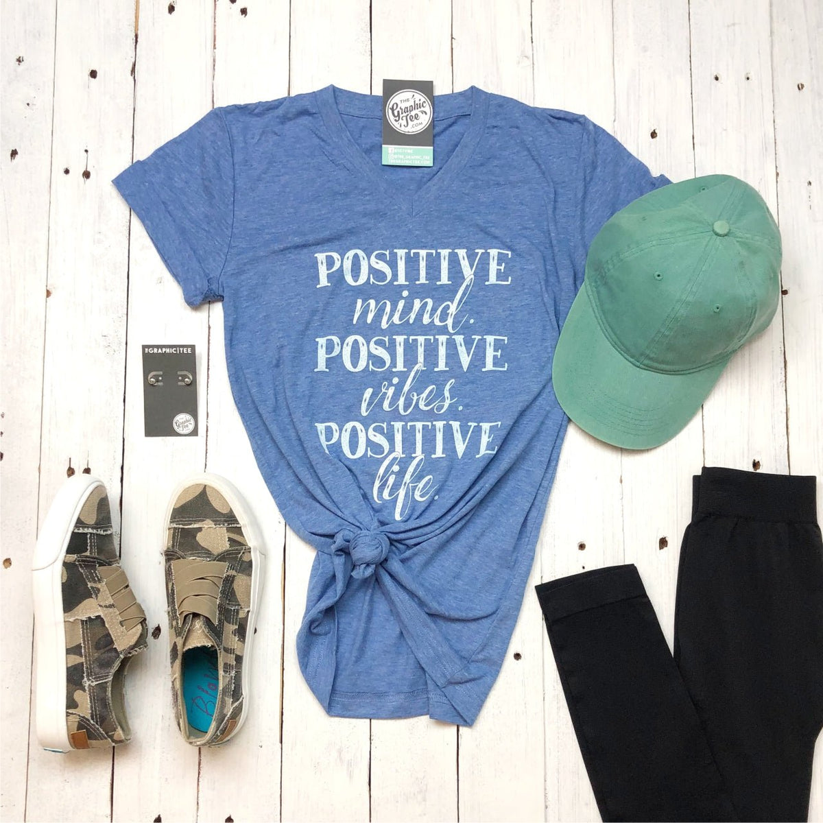 Positive Mind. Positive Vibes. Positive Life. V-Neck Tee - Aaria Tees