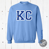 Powder Blue KC Glitter Applique Crewneck Sweatshirt - Aaria Tees Aaria Tees