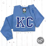 Powder Blue KC Glitter Applique Crewneck Sweatshirt - Aaria Tees Aaria Tees