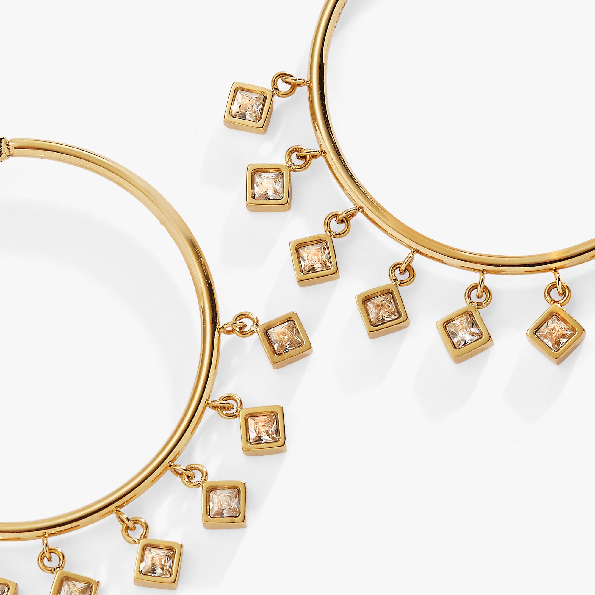Princess Cut Crystal Hoop Earrings - Aaria Tees Aaria Tees