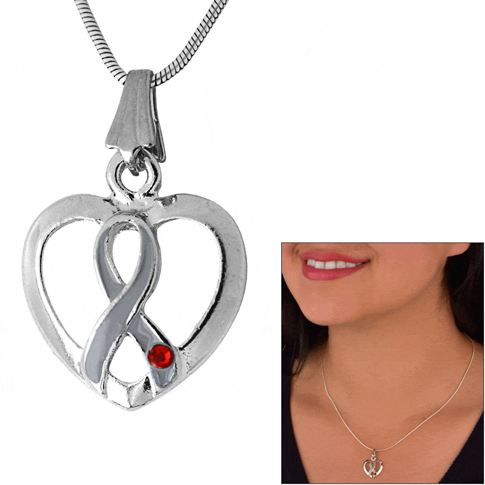 Diabetes Ribbon & Heart Necklace! - Aaria Tees
