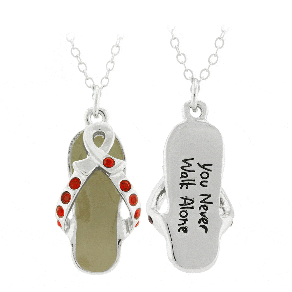 Never Walk Alone Diabetes Awareness Flip Flop Necklace - Aaria Tees Aaria Tees