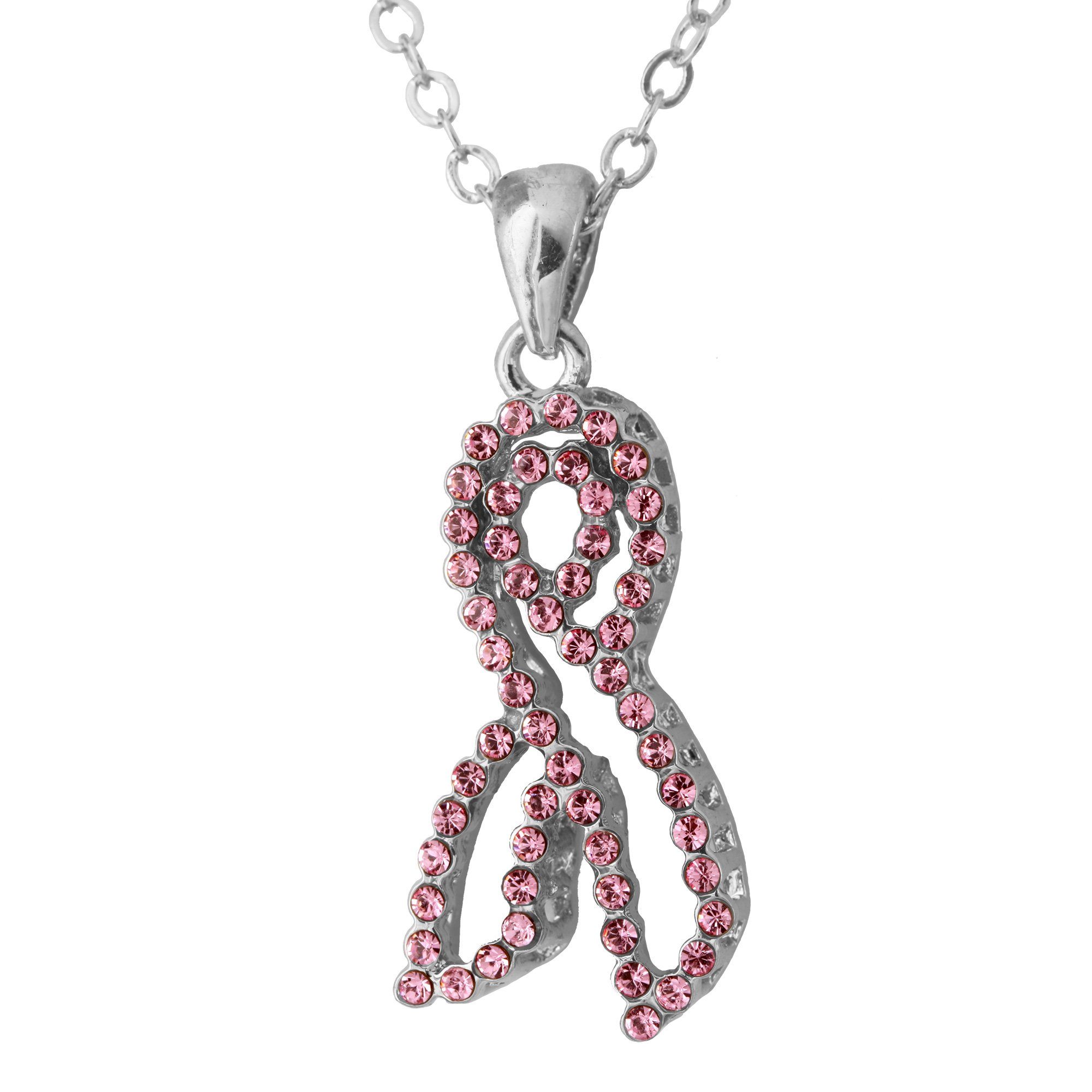 Outstanding Crystal Pink Ribbon Necklace - Aaria Tees Aaria Tees