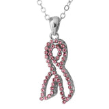 Outstanding Crystal Pink Ribbon Necklace - Aaria Tees Aaria Tees