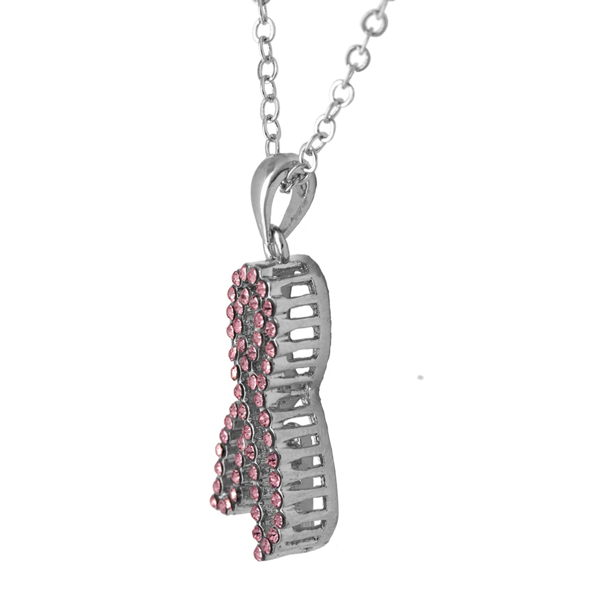 Outstanding Crystal Pink Ribbon Necklace - Aaria Tees Aaria Tees