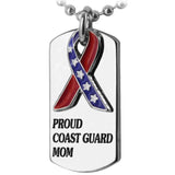 Proud Coast Guard Mom Flag Ribbon Dog Tag Necklace - Aaria Tees Aaria Tees