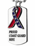 Proud Coast Guard Wife Flag Ribbon Dog Tag Necklace - Aaria Tees Aaria Tees