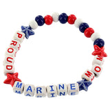 Proud Marine Mom Ceramic Bead Bracelet - Aaria Tees Aaria Tees